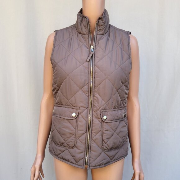 Thread & Supply Quilted Puffer Vest Size Small Gray Khaki Women's zip up - Picture 1 of 7
